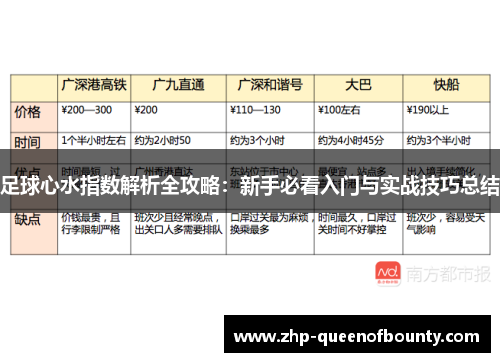 足球心水指数解析全攻略：新手必看入门与实战技巧总结